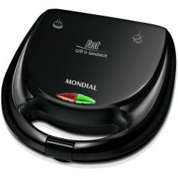 Sanduicheira Fast Grill e Sandwich, Mondial, Preto, 750W, 220V - S-12